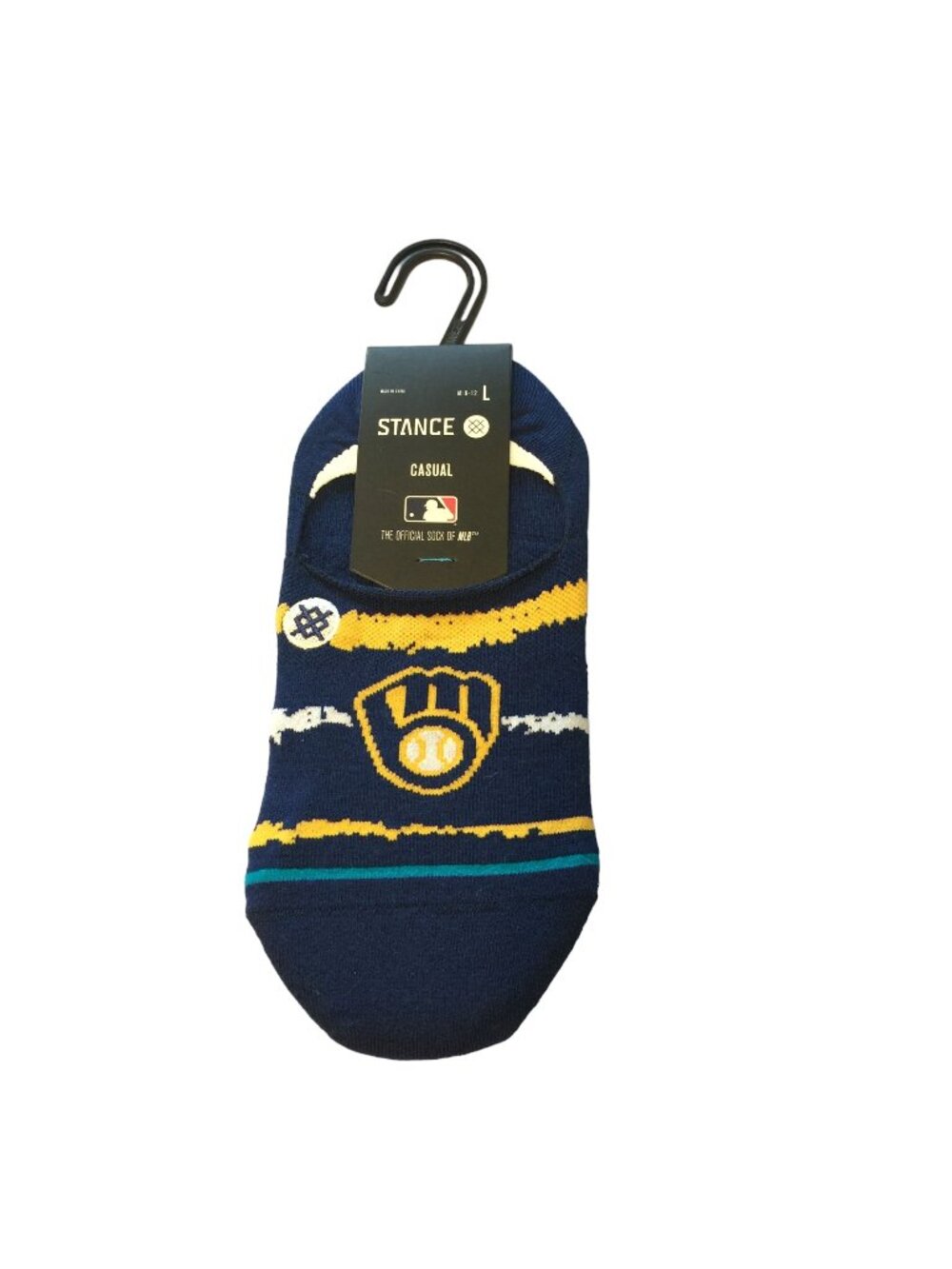 Stance Men's No Show MLB Large 9-12 CHALK NO SHOW MIL Socks Milwaukee Brewers
